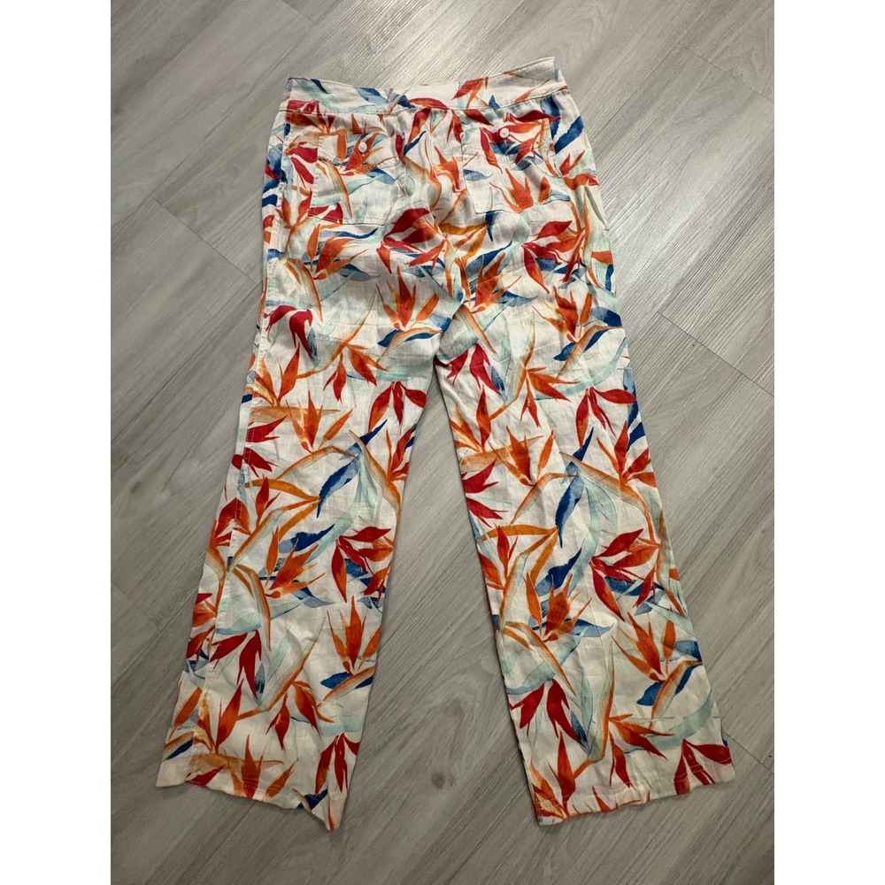 Tommy Bahama Pants Women Tropical Bird of Paradise Linen Blend Wide Leg Pants 6 - Picture 3 of 14